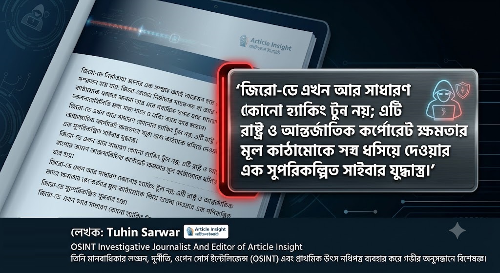 গুগল প্রজেক্ট জিরো এবং সিভিই ট্র্যাকিং: ডেটা-চালিত অনুসন্ধান: গুগল জিরো ও Zero-Day Exploit নিয়ে আন্তর্জাতিক এবং বাংলাদেশি প্রেক্ষাপট- তুহিন সারোয়ার